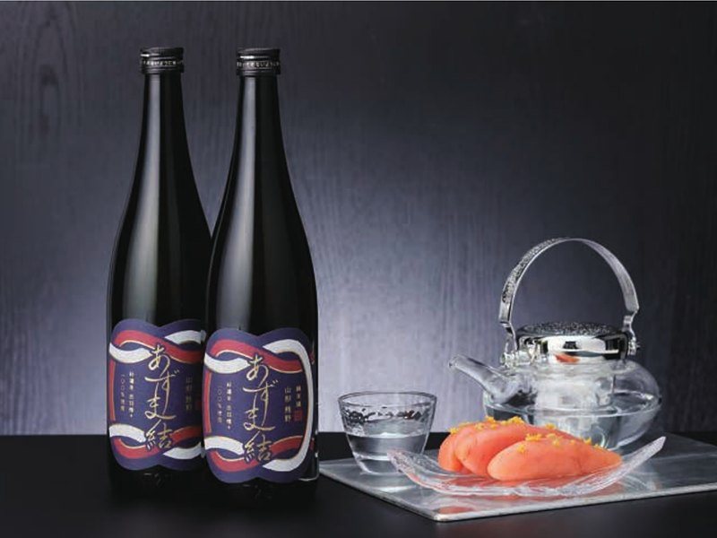 〈東の麓酒造〉純米酒 あずま結2本＆柚子めんたいこセット（お酒の贈り物 9,000円コース掲載）