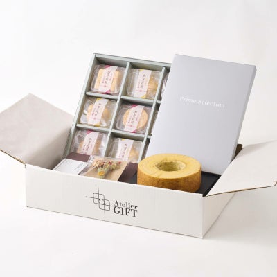 定番カタログギフト「PRIME SELECTION」+極和膳 加賀の福籠 お吸い物・お茶漬け最中詰合せ+バウムクーヘン
