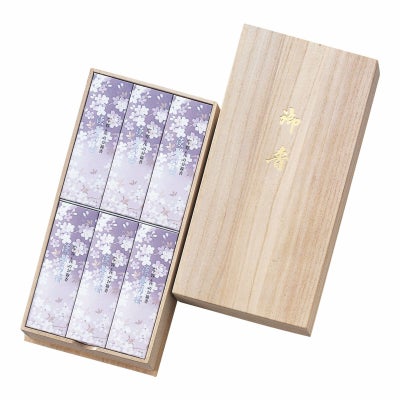 宇野千代のお線香 新・淡墨の桜 サック6入（桐箱入）