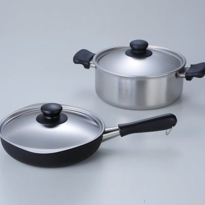 柳宗理 三層両手鍋浅型（22cm）＆マグマ鉄フライパン（22cm）セット